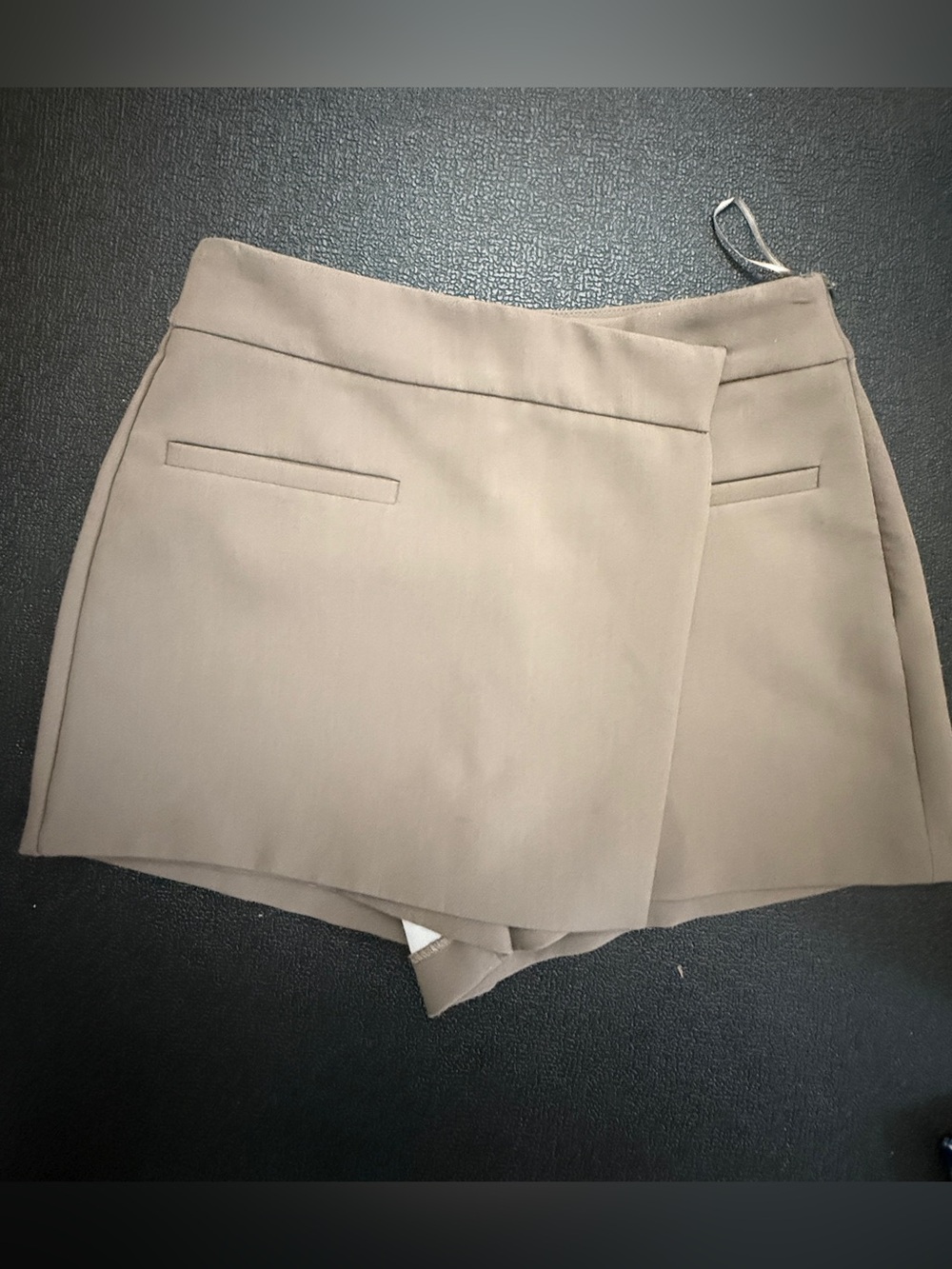 Zara Women Taupe Wrap-Front Tailored Skirt Shorts Skort, size S
